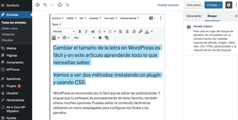 C Mo Cambiar El Tama O De La Letra En Wordpress M Todos