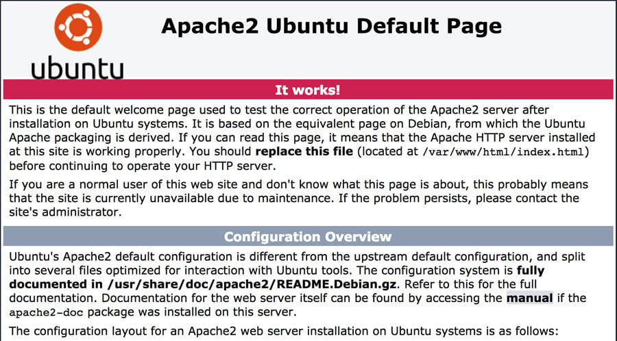 apache-2-pagina predeterminada ubuntu