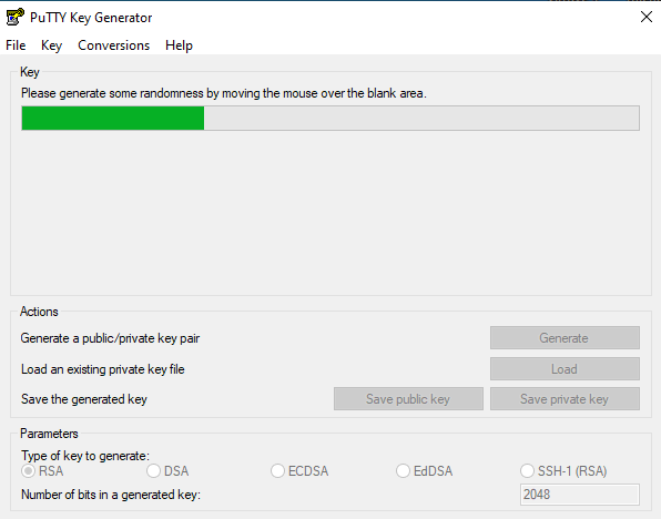 Programa PuTTY Key Generator