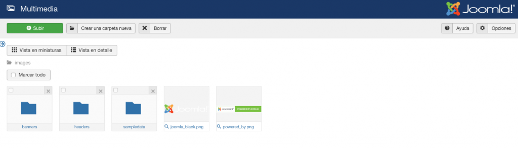 Subiendo y eliminando archivos multimedia en Joomla