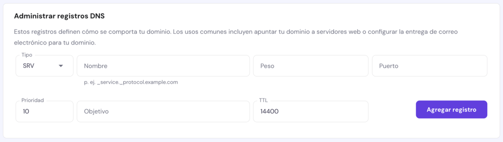Gestionar registros DNS en hPanel