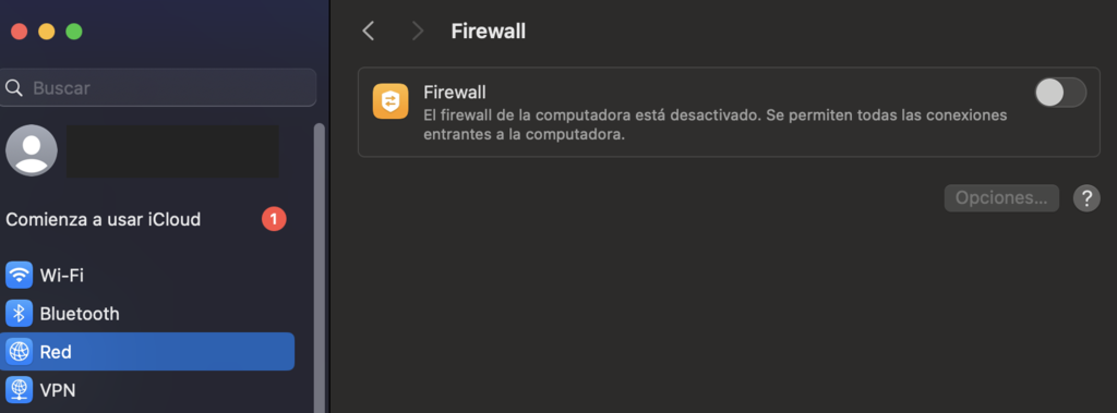 Ajustes de Firewall en macOS