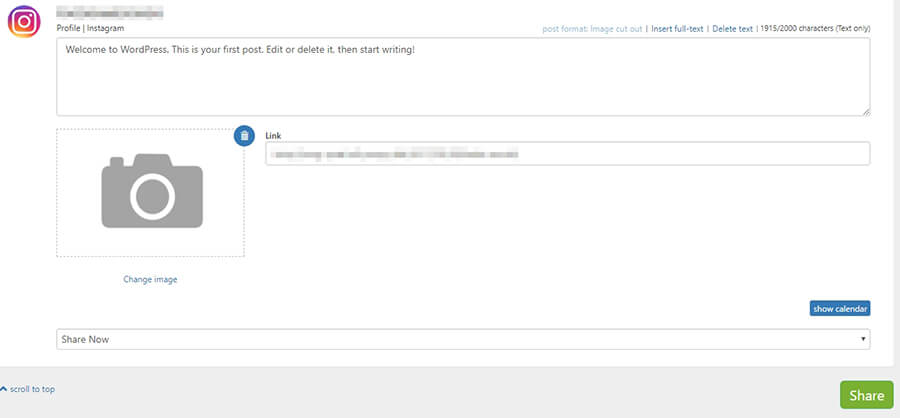 Configurando tus opciones de compartir.