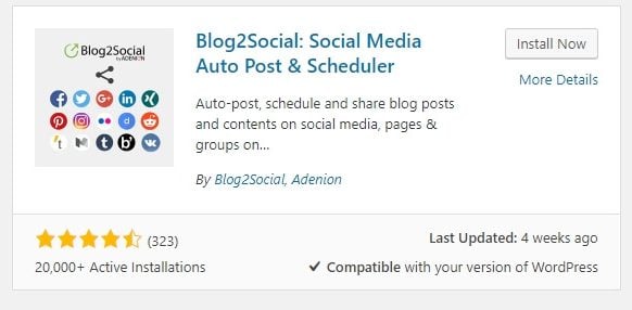 Instalando el plugin de Blog2Social.