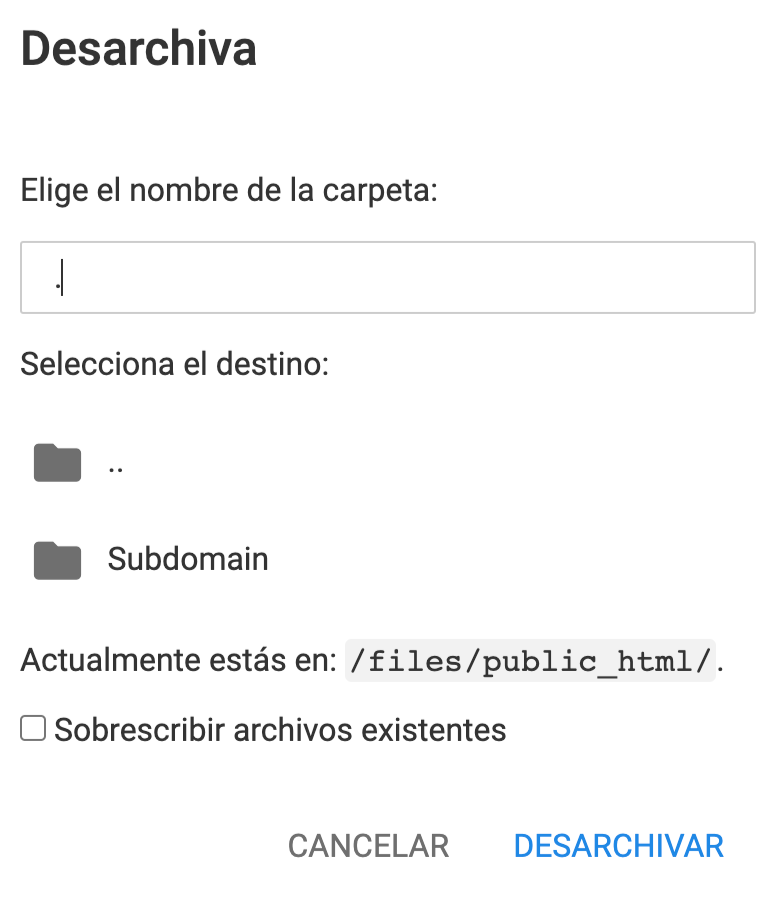 El proceso de extracción de archivos de instalación de Joomla en Hostinger administrador de archivos