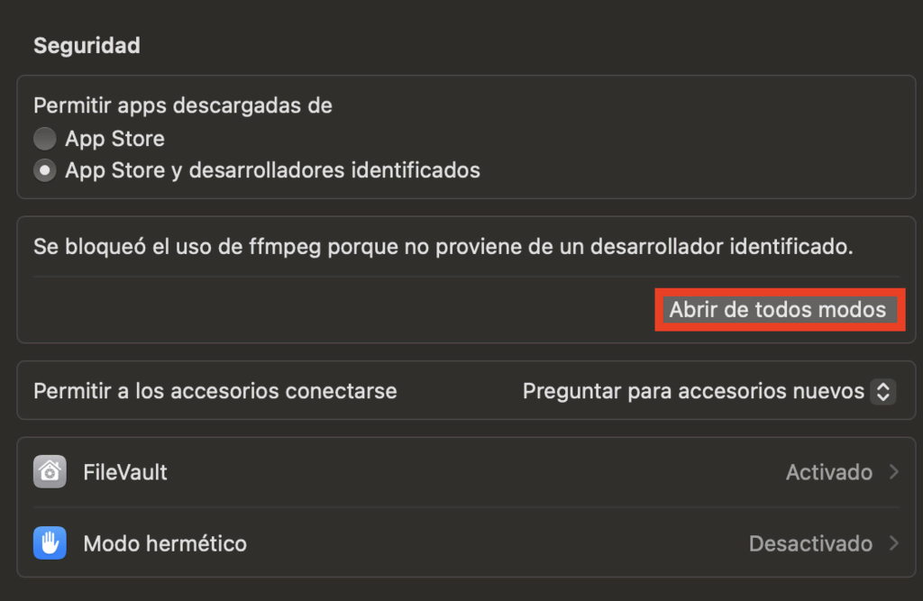 Ajustes de seguridad de macOS