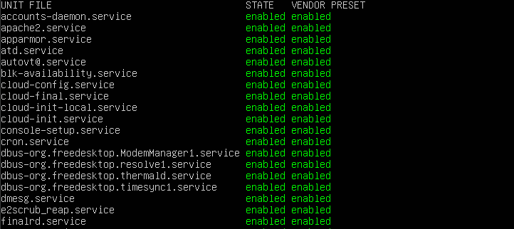 Ejemplo de uso de sudo systemctl