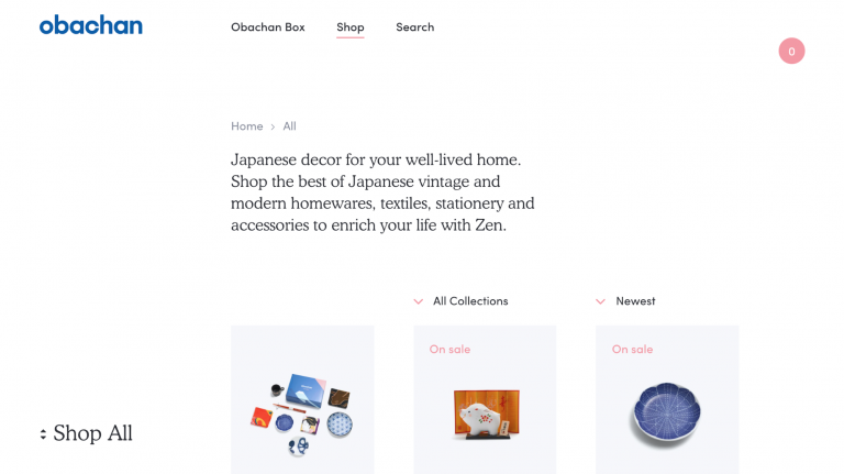 Ejemplos de sitios web de comercio electrónico de Obachan
