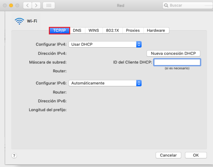 Ajustes de Wi-Fi en mac