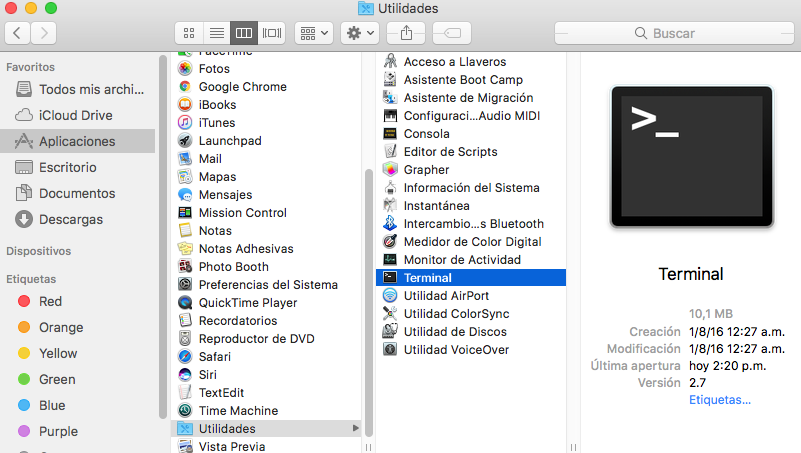 Abrir la terminal en Mac