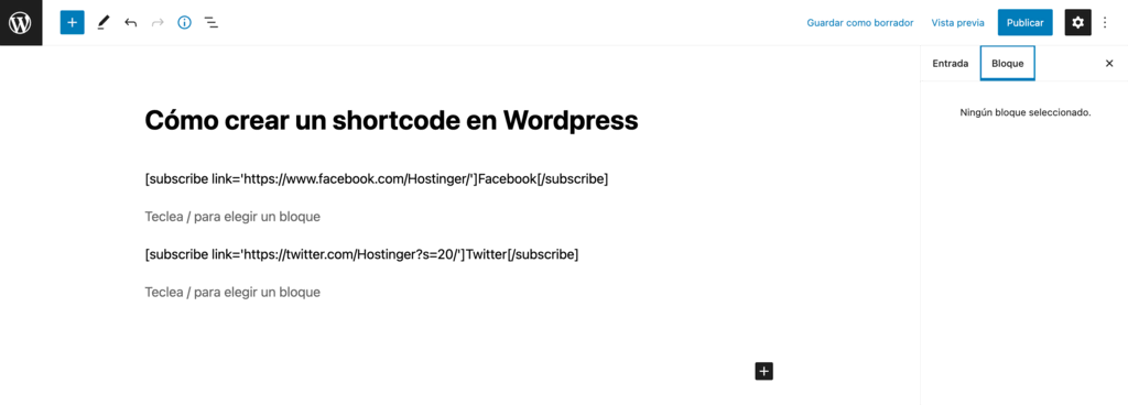 Ejemplo de shortcode de cierre en WP