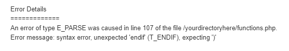 Detalles del error que recibe el usuario en su correo.