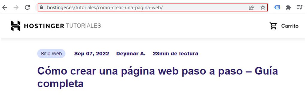 Ejemplo de ubicación de una URL 