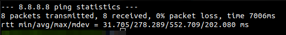 Estadísticas de ping en Terminal de Ubuntu
