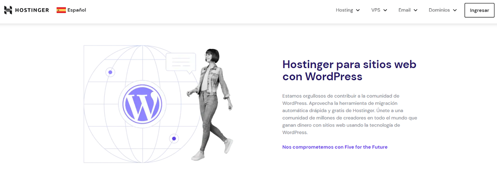 Página de Hosting WordPress de Hostinger