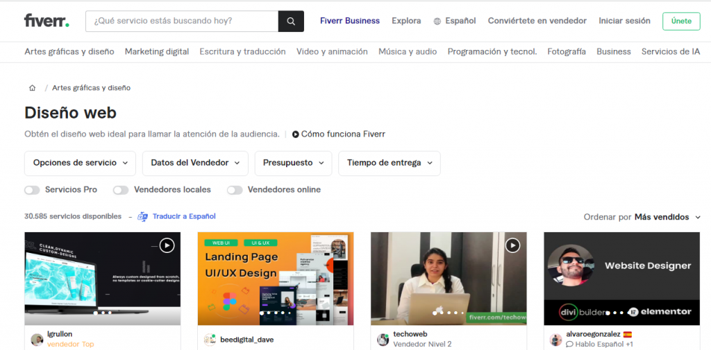 Servicios en Fiverr desde la perspectiva del comprador