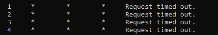 Visualización de un mensaje arrojado por tracert cuando no se encuentra la ruta