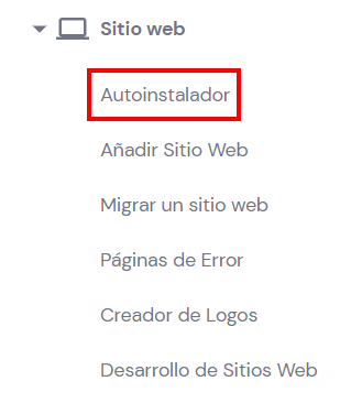 Pestaña Auto instalador de hPanel