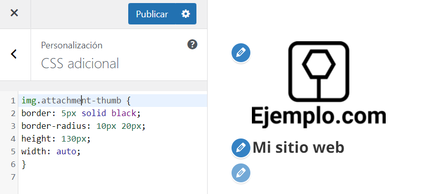 Sección para editar CSS en el Personalizador de WordPresss