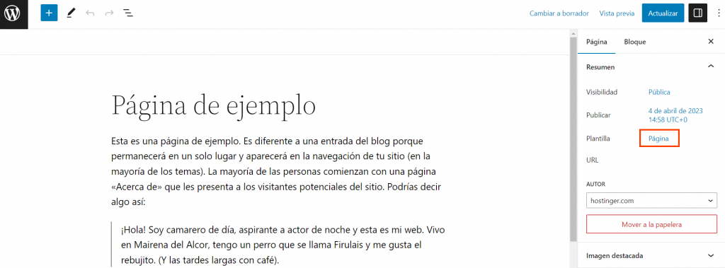 Editor de bloques de WordPress