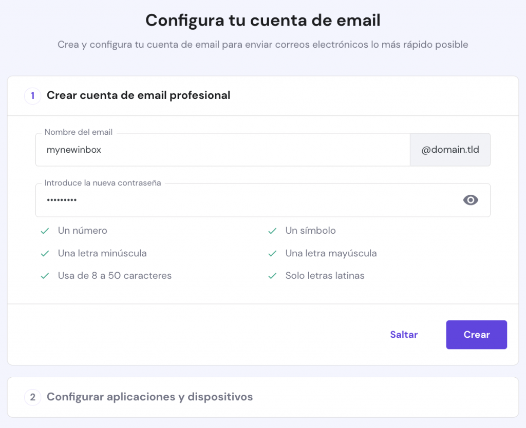 Crear cuentas de correo en hpanel