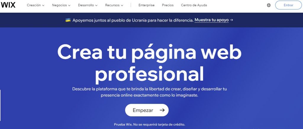 Página web de Wix