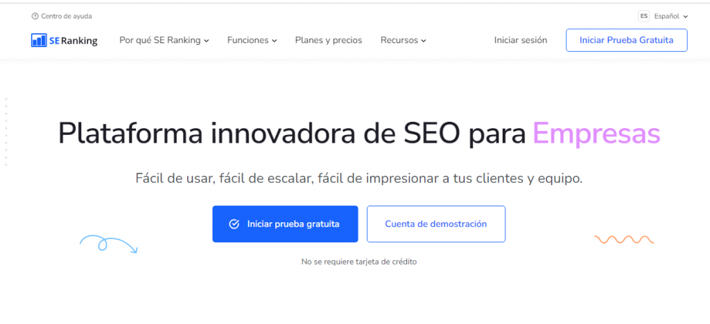 Landing page se SE Ranking