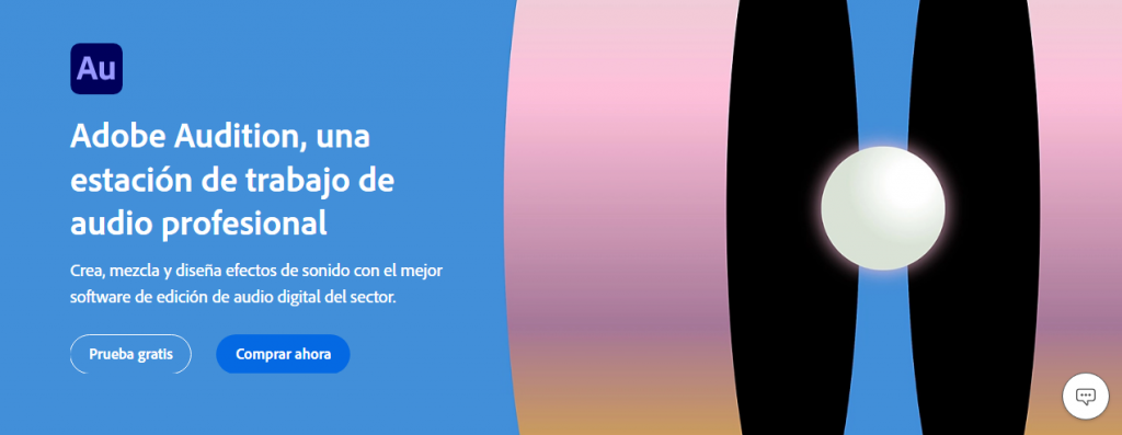 Landing page de la herramienta para podcasts Audition de Adobe