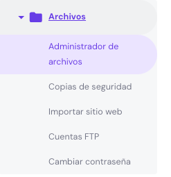 Administrador de archivos en hPanel de Hostinger