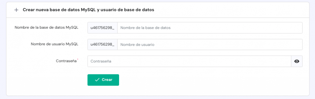 Base de datos MySQL en hPanel