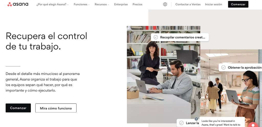 Sitio web de Asana