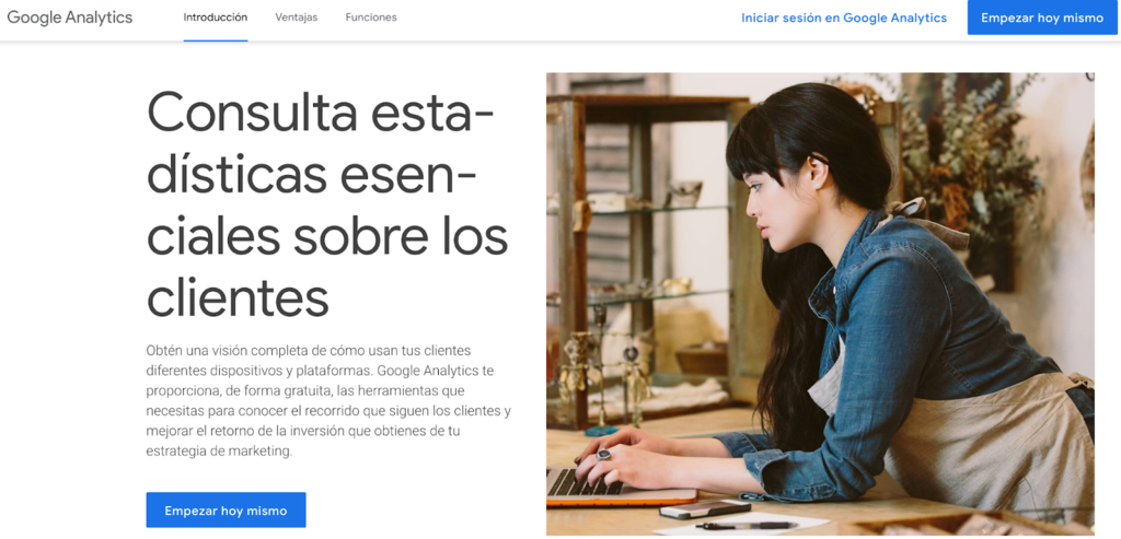 Sitio web Google Analytics