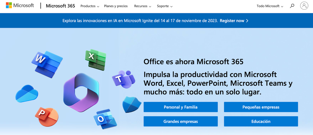 Sitio web Microsoft