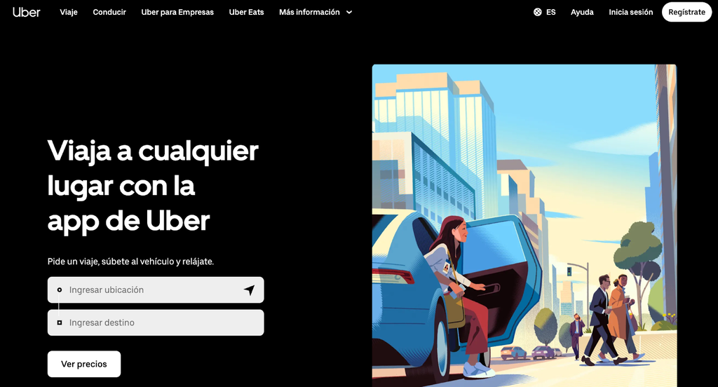 Página web de Uber