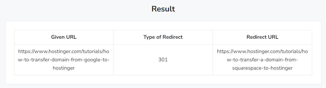 Ejemplo de redirección 301 de una URL 