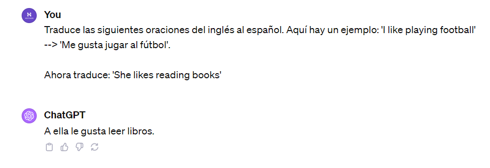 Ejemplo de prompt de traducción en ChatGPT-4.