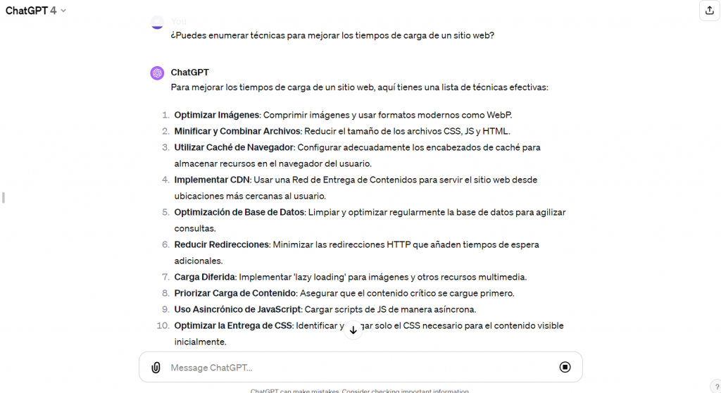 Ejemplo de prompt reformulado en ChatGPT-4.