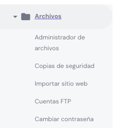 Panel de Archivos de hPanel