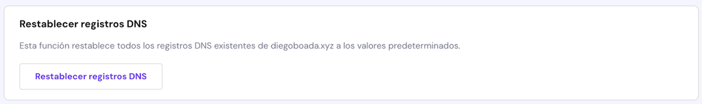 Restablecer registros DNS en hPanel