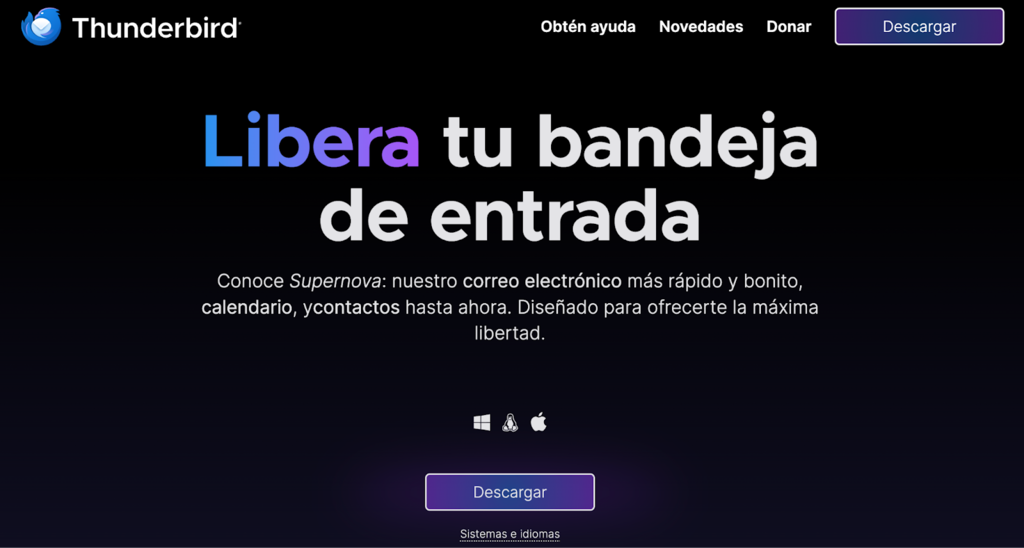 Sitio web de Thunderbird