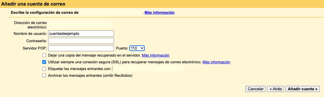 Añadir tu cuenta de correo electrónico a Gmail