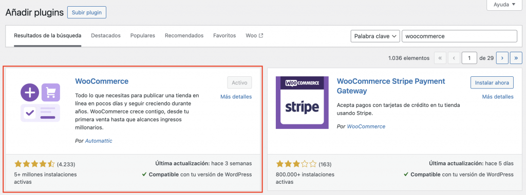 Plugin WooCommerce de WordPress