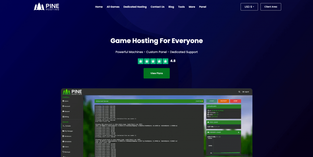 Sitio web de Pine Hosting