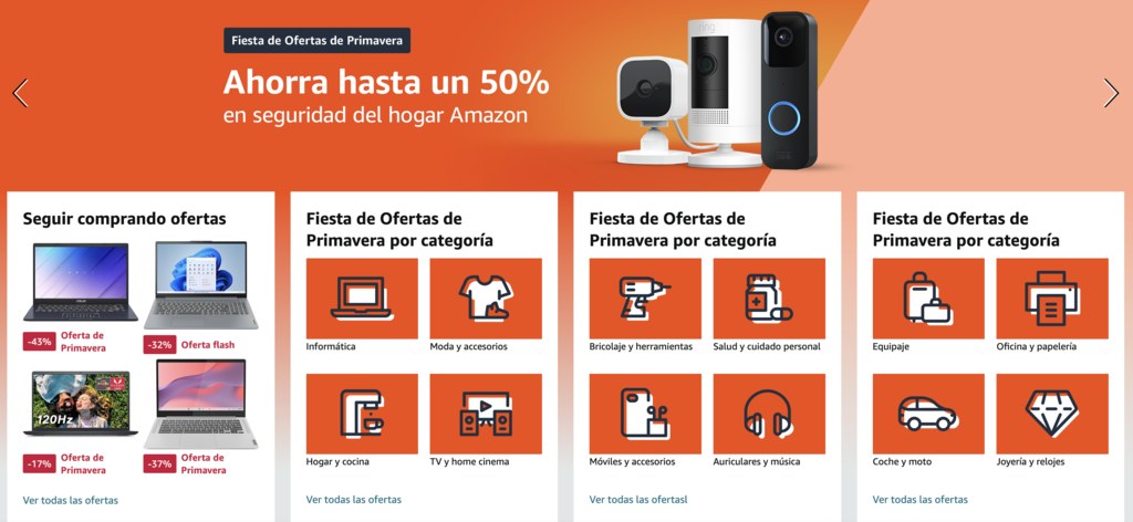 Landing page de Amazon