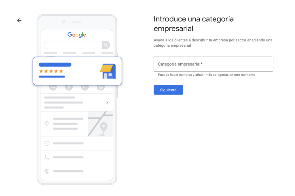 Introducir categoría empresarial en GMB
