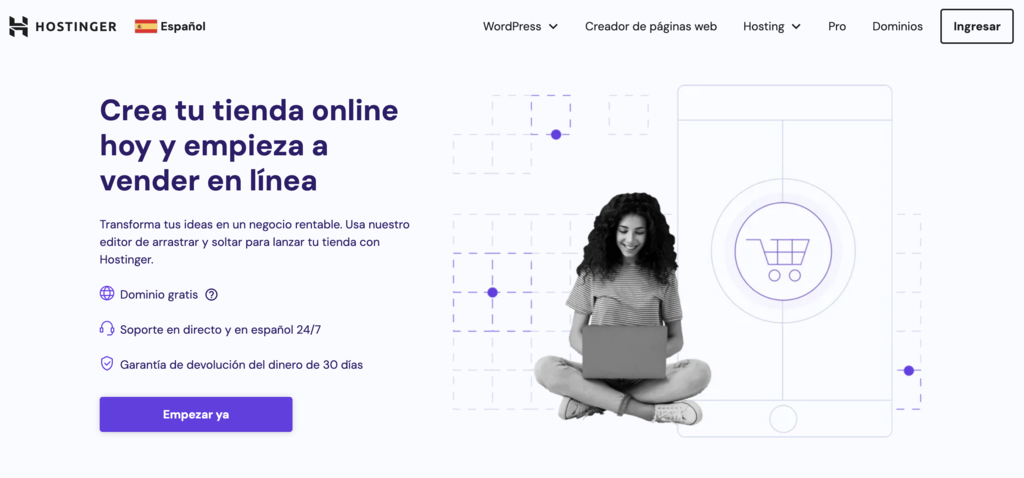 Página web de tienda online de Hostinger