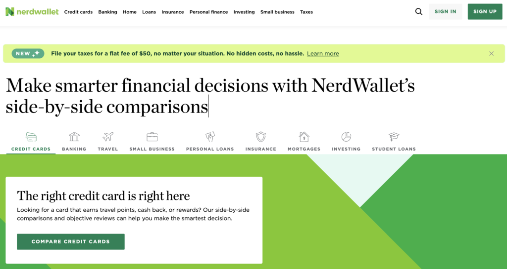 Sitio web de NerdWallet