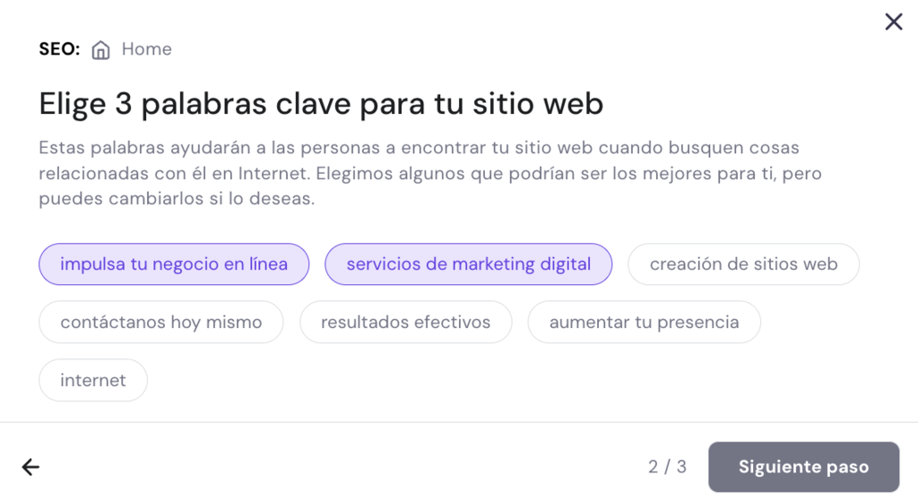 Asistente SEO del Creador de Hostinger