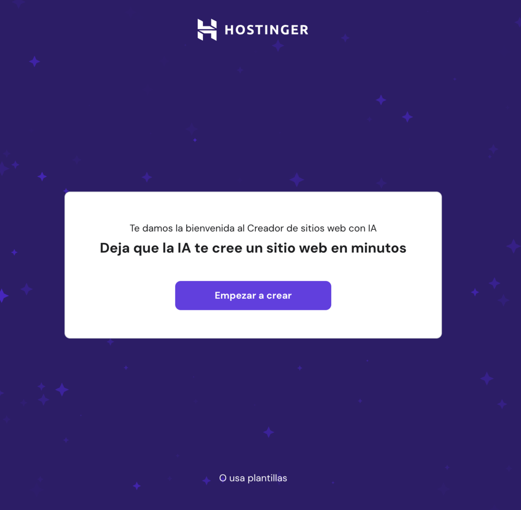 Proceso de creación web de Hostinger