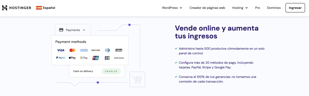 Sitio web de Hostinger